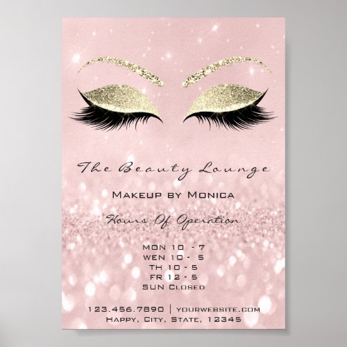 Lashes Makeup Artist Glitter Beauty Salon Pink Poster