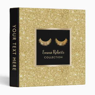Lashes Makeup Artist Gold Glitter Beauty Salon Binder
