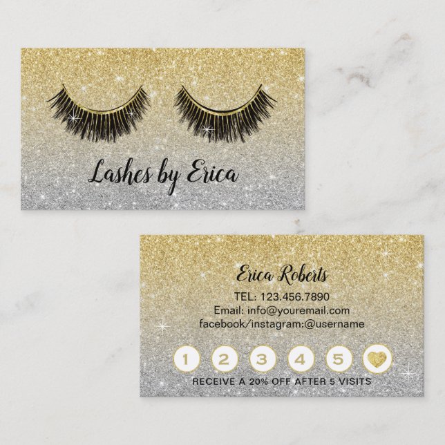 Lashes Makeup Artist Gold & Silver Glitter Loyalty (Front/Back)