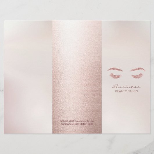 Lashes Makeup Artist Hair Salon Rose Gold Tri-Fold (Front)
