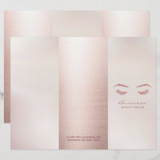 Lashes Makeup Artist Hair Salon Rose Gold Tri-Fold (Front/Back)