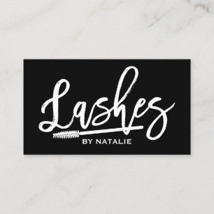 Lashes Makeup Artist Handwritten Script Black Business Card