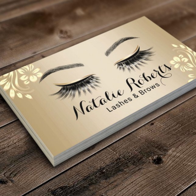 Lashes Makeup Artist Luxury Gold Beauty Salon Business Card (Creator Uploaded)