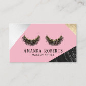 Lashes Makeup Artist Marble Silver Gold Pink Business Card (Front)