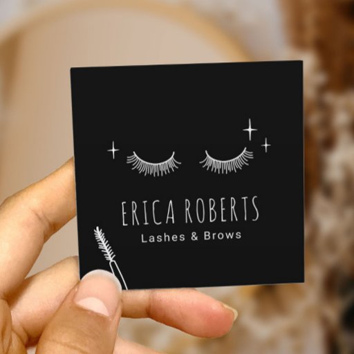 Customizable Lashes Makeup Artist Minimalist Eyelash Salon Square Business Card