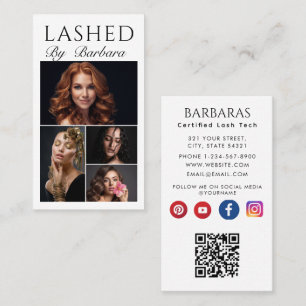 Lashes Makeup Artist Modern Black 4 photo qr code Business Card