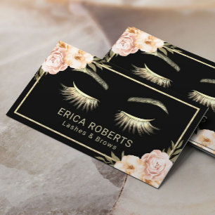 Lashes Makeup Artist Modern Floral Beauty Salon Business Card