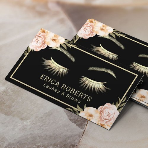 Lashes Makeup Artist Modern Floral Beauty Salon Business Card
