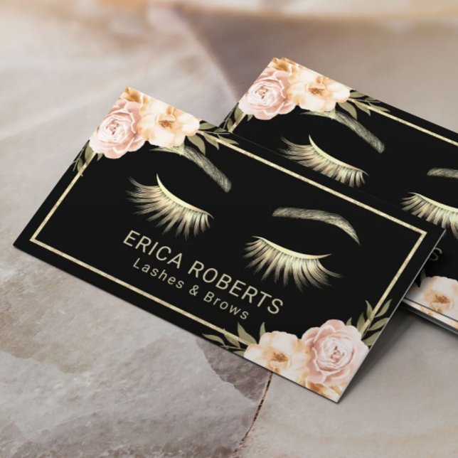 Lashes Makeup Artist Modern Floral Beauty Salon Business Card (Creator Uploaded)