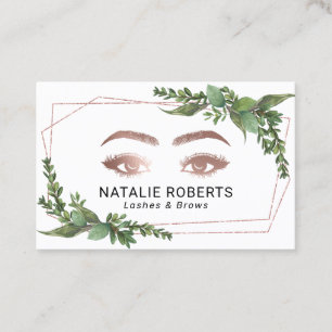 Lashes Makeup Artist Modern Geometric Greenery Business Card