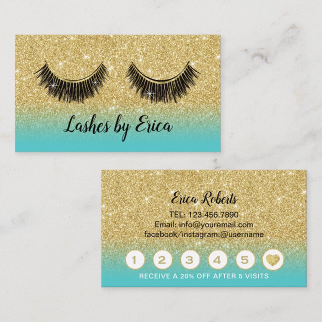 Lashes Makeup Artist Modern Gold Glitter Loyalty (Front/Back)