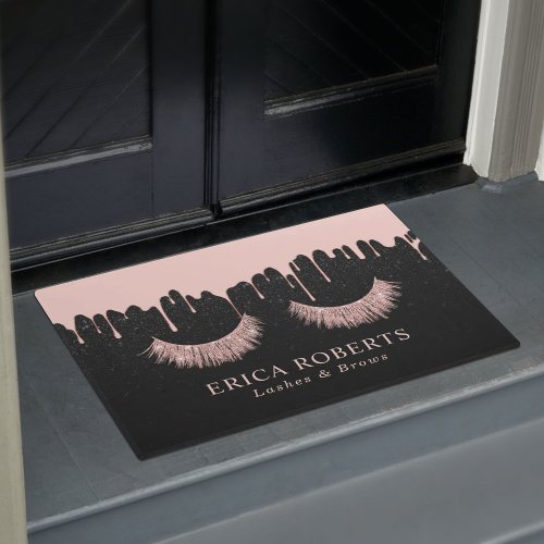 Lashes Makeup Artist Modern Rose Gold Dripping Doormat