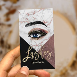 Lashes Makeup Artist Modern Rose Gold Marble Salon Business Card