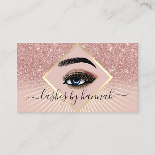 Lashes Makeup Artist Modern Rose Gold Ombre Salon Business Card