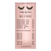 Lashes Makeup Artist Modern Rose Gold Price List Rack Card (Front)
