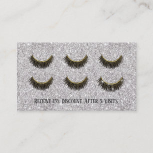 Lashes Makeup Artist Modern Silver Glitter Loyalty Card