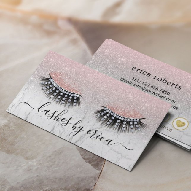 Lashes Makeup Artist Pink Marble Loyalty Card (Creator Uploaded)