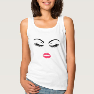Lashes Makeup Artist Red Lips Beauty Girl Tank Top