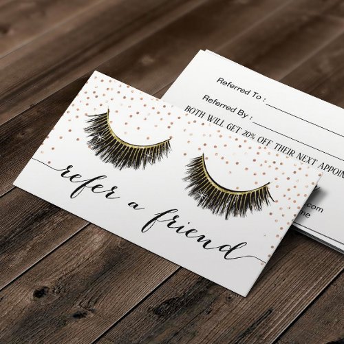Lashes Makeup Artist Rose Gold Confetti Referral