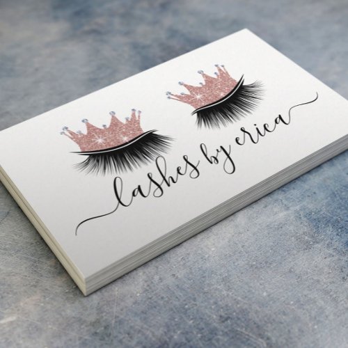Lashes Makeup Artist Rose Gold Crown Eyelash Business Card