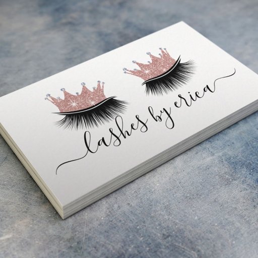 Customizable Lashes Makeup Artist Rose Gold Crown Eyelash Business Card