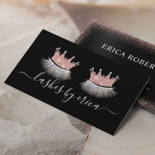 Lashes Makeup Artist Rose Gold Crown Eyelash Salon Business Card