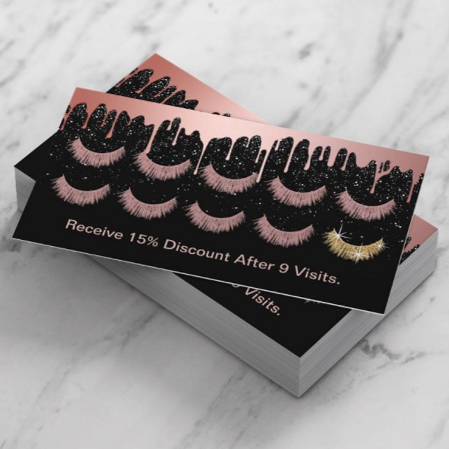 Lashes Makeup Artist Rose Gold Dripping Loyalty Card (Creator Uploaded)