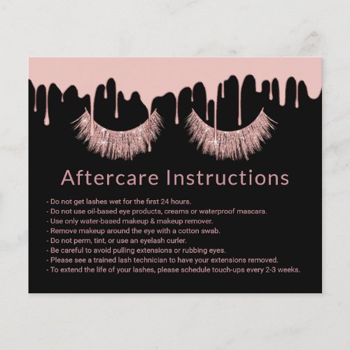 Lashes Makeup Artist Rose Gold Drips Aftercare Flyer