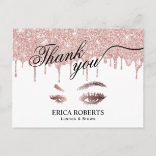 Lashes Makeup Artist Rose Gold Drips Thank You Postcard