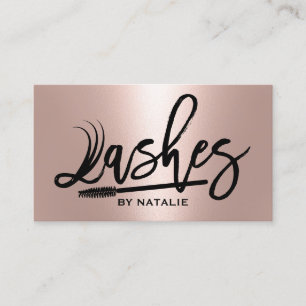 Lashes Makeup Artist Rose Gold Eyelash Typography Business Card