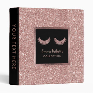 Lashes Makeup Artist Rose Gold Glitter Beauty Binder