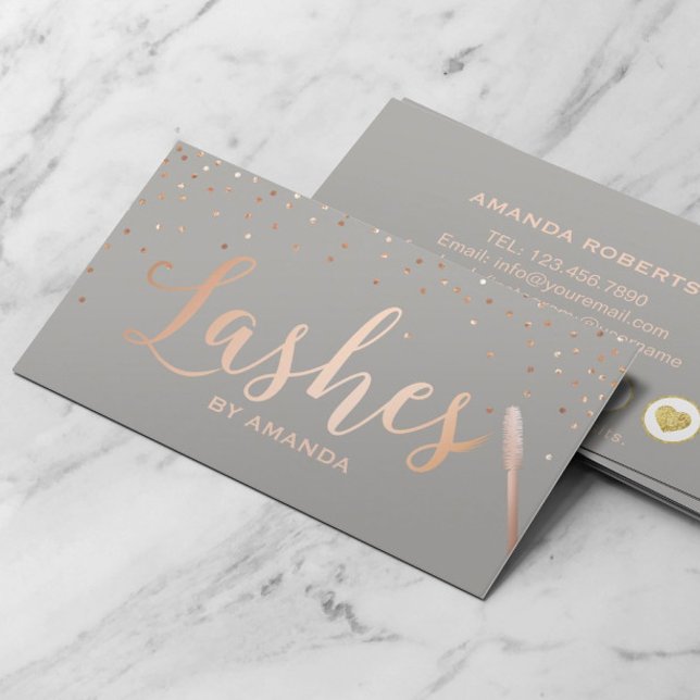 Lashes Makeup Artist Rose Gold & Gray Loyalty Card (Creator Uploaded)