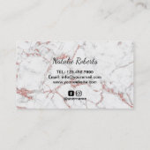 Lashes Makeup Artist Rose Gold Marble Typography Business Card (Back)