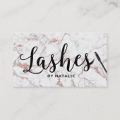 Lashes Makeup Artist Rose Gold Marble Typography Business Card (Front)