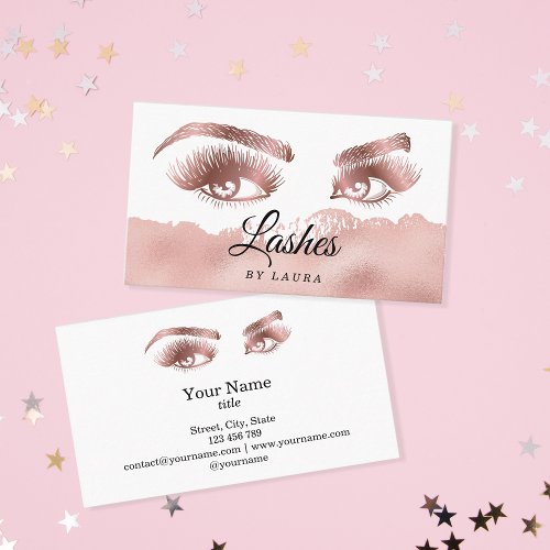 Lashes Makeup Artist Rose Gold Mascara Brows Business Card