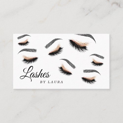 Lashes Makeup Artist Rose Gold Mascara Brows Business Card