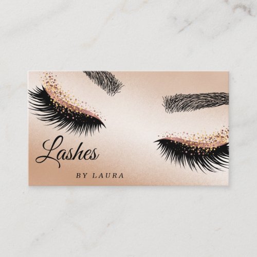 Lashes Makeup Artist Rose Gold Mascara Brows Business Card