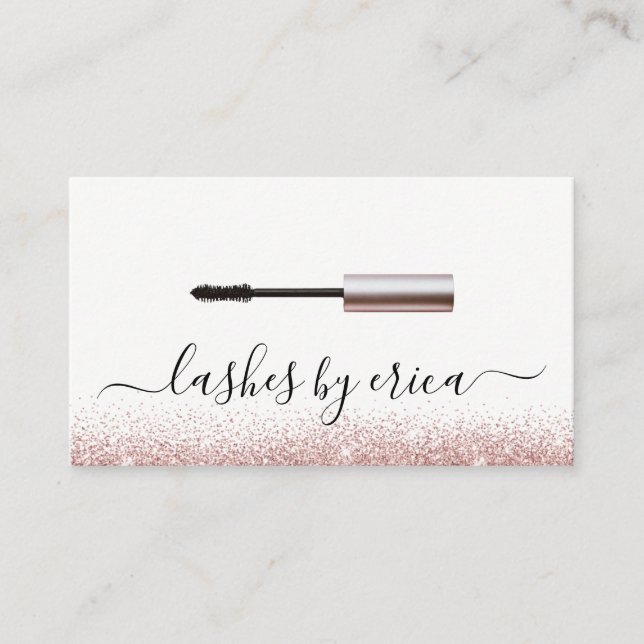 Lashes Makeup Artist Rose Gold Mascara Brush Business Card (Front)