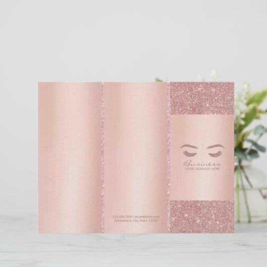 Lashes Makeup Artist Rose Gold Salon Tri-Fold (Standing Front)