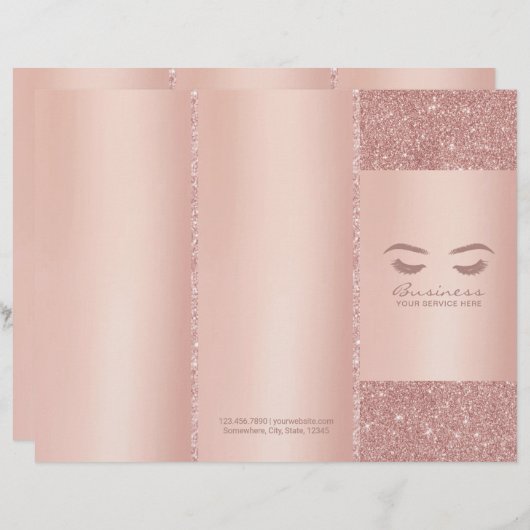 Lashes Makeup Artist Rose Gold Salon Tri-Fold (Front/Back)