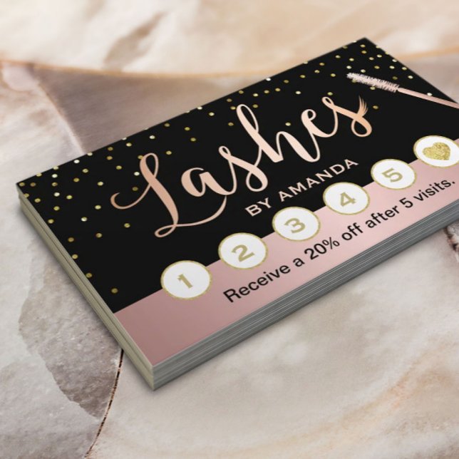 Lashes Makeup Artist Rose Gold Script Loyalty Card (Creator Uploaded)