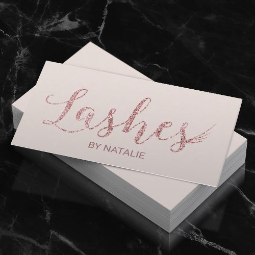 Lashes Makeup Artist Rose Gold Typography Eyelash Business Card