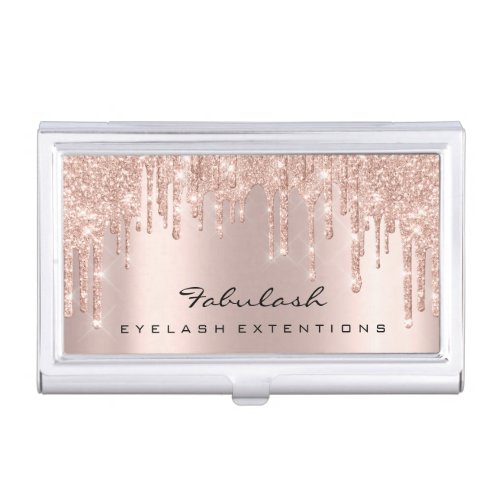 Lashes Makeup Artist Rose Spark Drips Glitter Lux Business Card Case