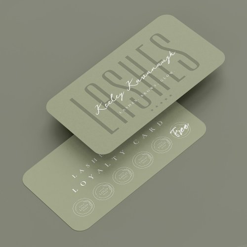 Lashes Makeup Artist Sage Logo Punch Loyalty Card