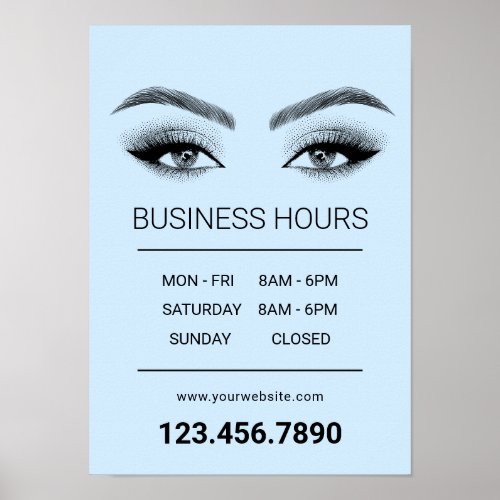 Lashes Makeup Artist Salon Opening Hours Mint Blue Poster