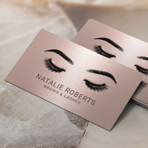 Lashes Makeup Artist Salon Rose Gold Metallic Business Card
