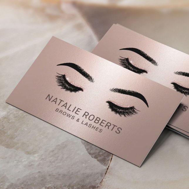 Lashes Makeup Artist Salon Rose Gold Metallic Business Card (Creator Uploaded)