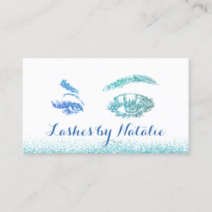 Lashes Makeup Artist Teal Blue Eyelash Salon Loyalty Card