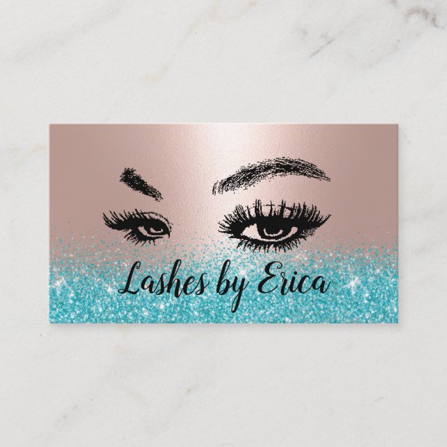 Lashes Makeup Artist Teal Rose Gold Salon Loyalty (Front)