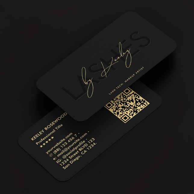 Lashes Makeup Artist Technician Black Modern Business Card (Lashes Makeup Artist Technician Black Modern Business Card
)